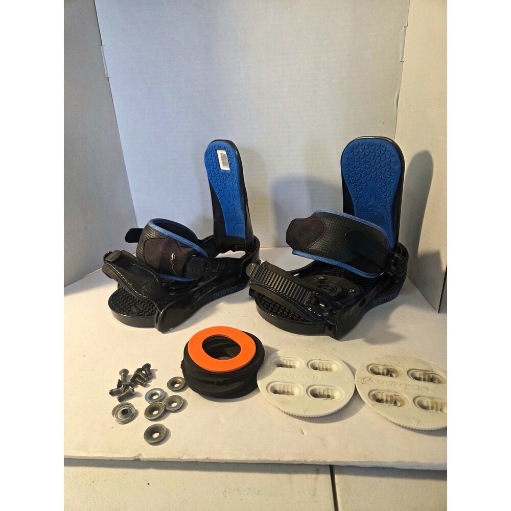 Burton Snowboard Bindings 4x4 Mount Standard 4-Hole Discs Hardware Black/Blue